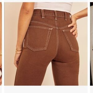 Reformation Chocolate High Rise Straight Jeans